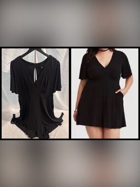 TORRID | Black Stretchy Knit Flutter Romper